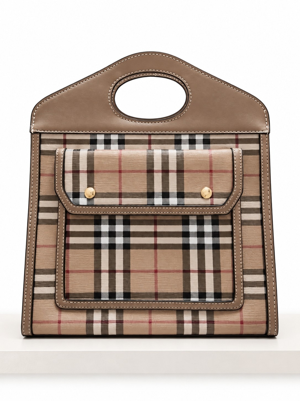 Classic Plaid Tote Bag in Beige and Tan
